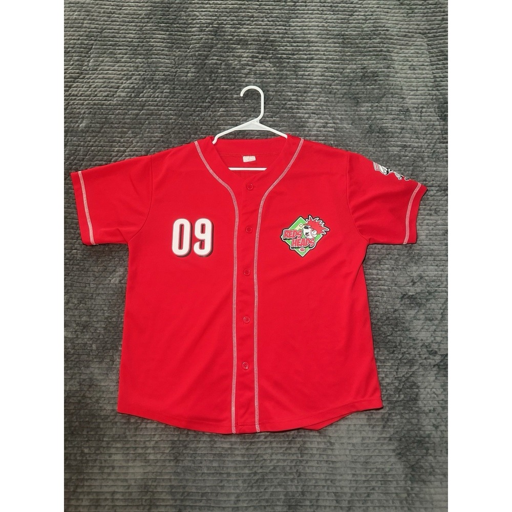 Cincinnati Reds Reds Heads 2009 Baseball Jersey #09 Mr Redlegs Mens L Promo